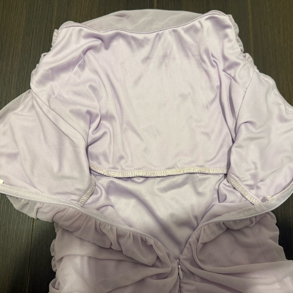 AGAPE LAVENDAR STRAPLESS BANDEAU WRAP ROUCHDD! Mini dress! Size small/ NWOT! - Picture 7 of 8